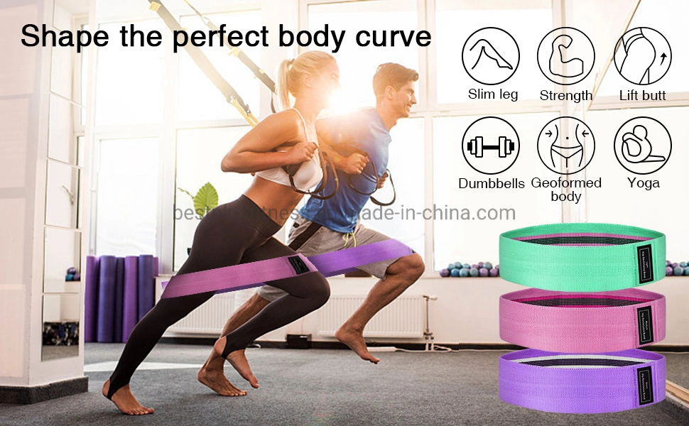 Fitness Women Beauty Butt Hip Cirle Fabric Loop Resistance Band for Home Yoga