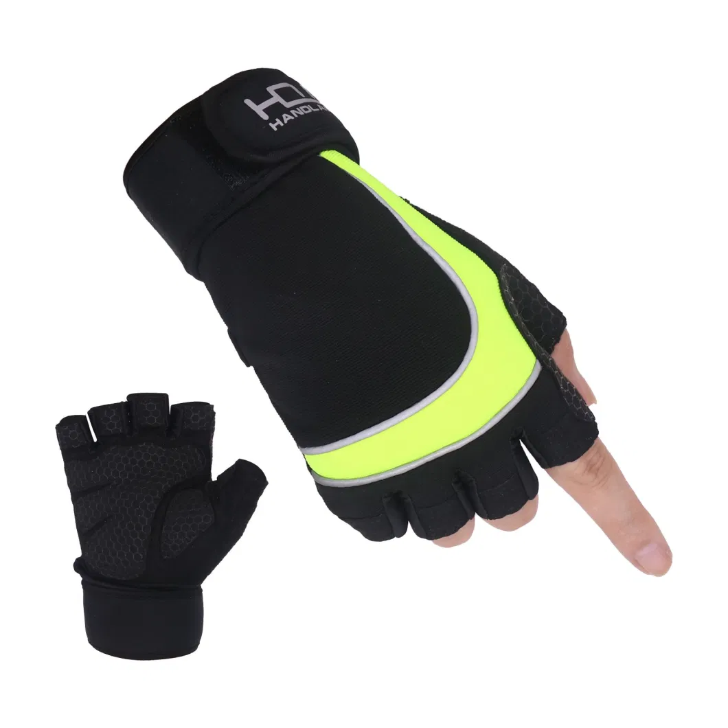 Pri Hi-Vis Green Neoprene Gym Gloves Weight Lifting Sports Bike Gloves Fitness Training Gloves