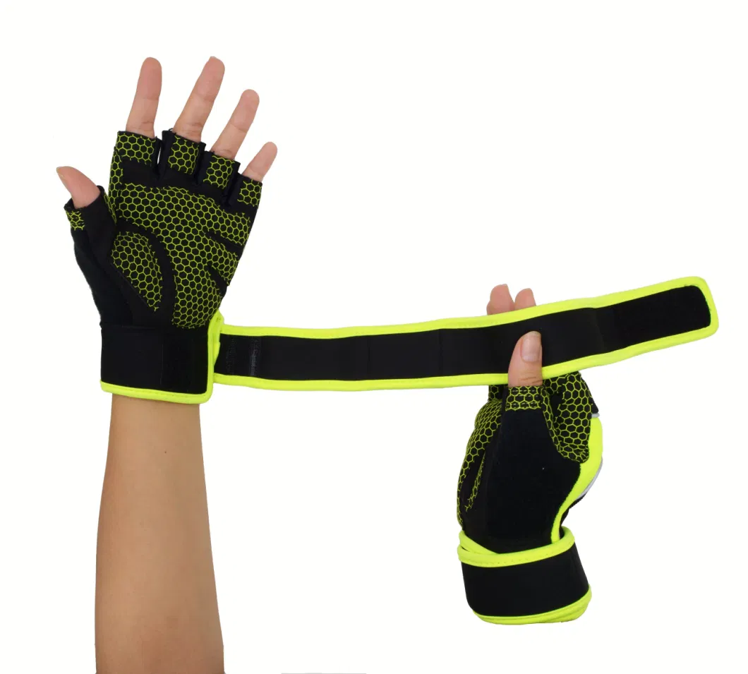 Pri Hi-Vis Green Neoprene Gym Gloves Weight Lifting Sports Bike Gloves Fitness Training Gloves