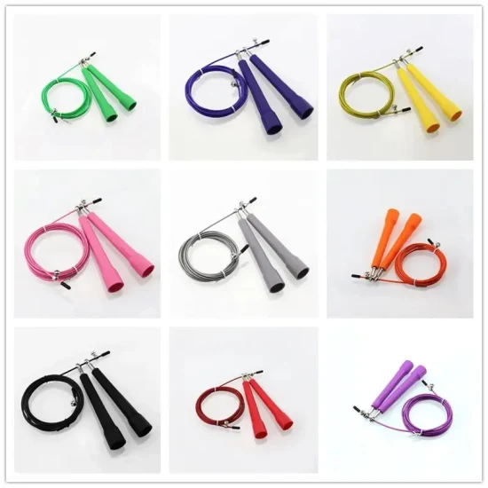 Gold Adjustable High Speed Professional Skipping Jump Rope with Metal Bearing Aluminum Handle Cable Wire