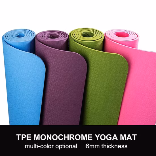 Dongguan Factory Offer High Density 6mm Anti Slip TPE Yoga Fitness Mats, Custom Logo Home Gym Exercise Towel Mat, Yoga Equipment for Wholesaler, Distributor